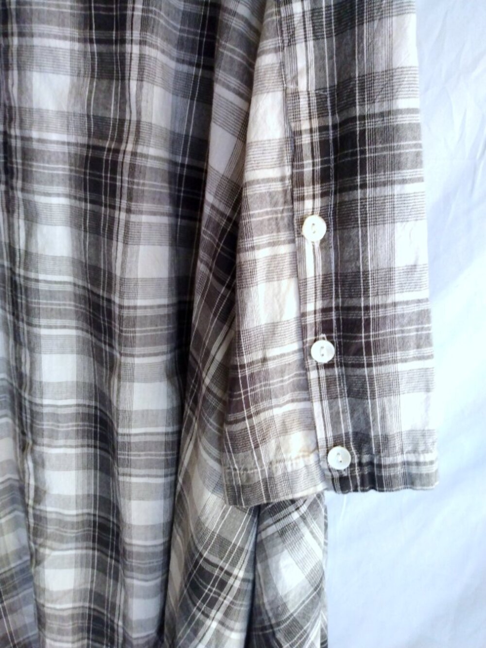 Tulip Plaid High‑Low Shirt Dress L Lagenlook Boho Cotton Asymmetrical Artsy - Picture 8 of 11